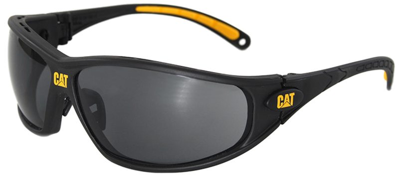 cat tread safety glasses with black frame and smoke lens 12 38867.1449000492